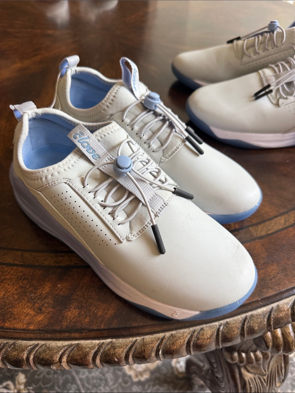 Globe Women’s Cream Slip-On Sneakers with Light Blue Accents